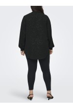 CARJOSEE METTA LIFE L/S V-NECK SHIRT WVN - ΜΑΥΡΟ