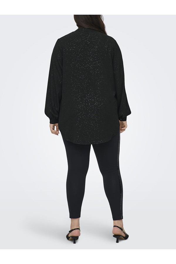 CARJOSEE METTA LIFE L/S V-NECK SHIRT WVN - ΜΑΥΡΟ