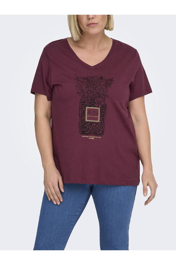 CARLYDIA LIFE SS V-NECK REG - ΚΟΚΚΙΝΟ