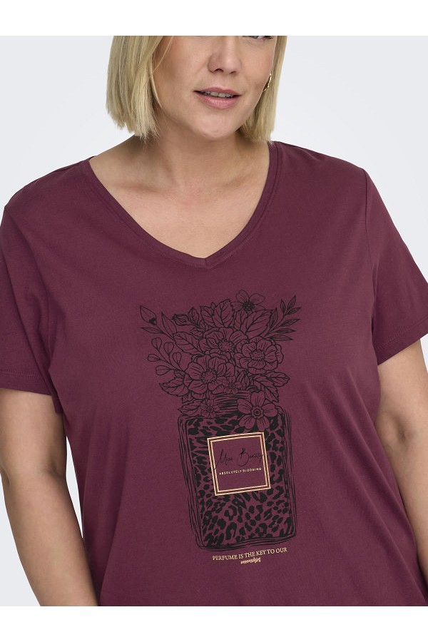 CARLYDIA LIFE SS V-NECK REG - ΚΟΚΚΙΝΟ