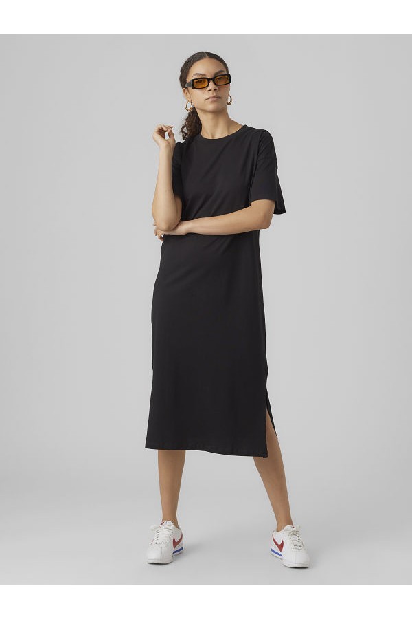 VMMOLLY SS OVERSIZE CALF DRESS NOOS - ΜΑΥΡΟ