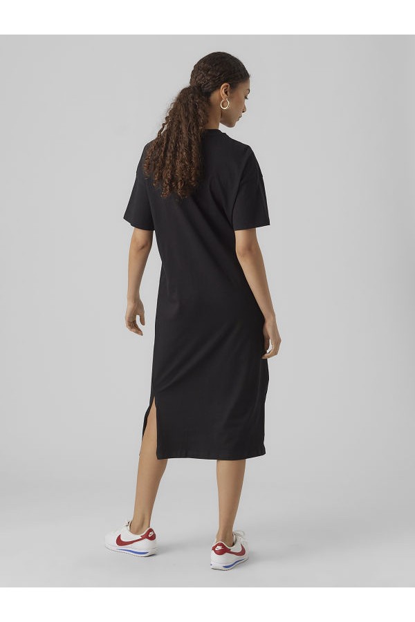 VMMOLLY SS OVERSIZE CALF DRESS NOOS - ΜΑΥΡΟ