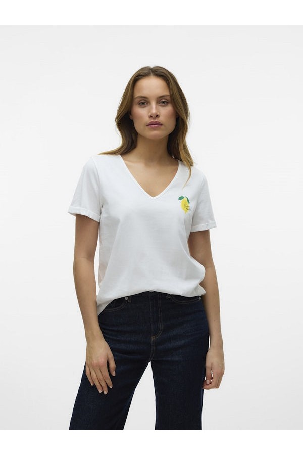 VMBITONA S/S V-NECK T-SHIRT JRS - ΛΕΥΚΟ