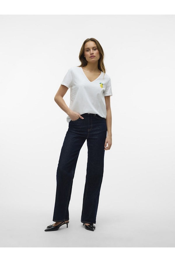 VMBITONA S/S V-NECK T-SHIRT JRS - ΛΕΥΚΟ