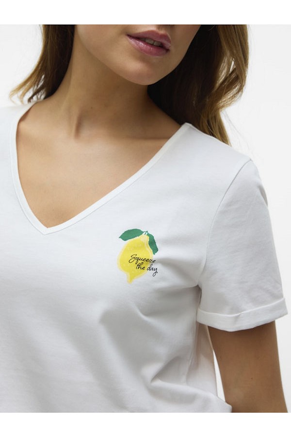 VMBITONA S/S V-NECK T-SHIRT JRS - ΛΕΥΚΟ