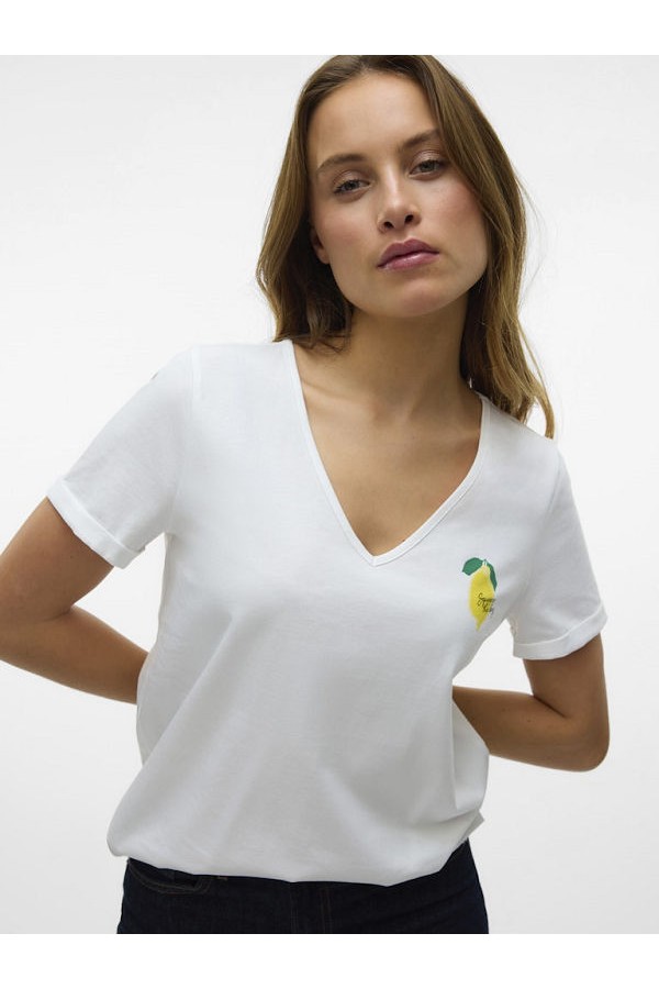 VMBITONA S/S V-NECK T-SHIRT JRS - ΛΕΥΚΟ
