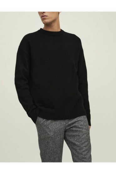 JOROLLIE KNIT CREW NECK SN - ΜΑΥΡΟ