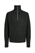 JOROLLIE KNIT HALF ZIP PLS - ΜΑΥΡΟ