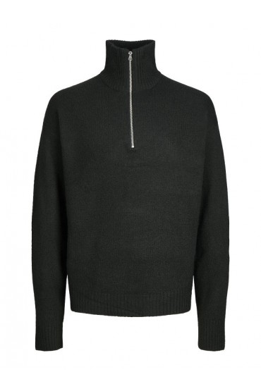 JOROLLIE KNIT HALF ZIP PLS - ΜΑΥΡΟ