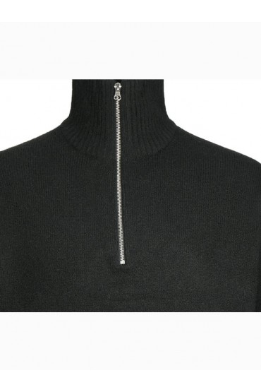 JOROLLIE KNIT HALF ZIP PLS - ΜΑΥΡΟ
