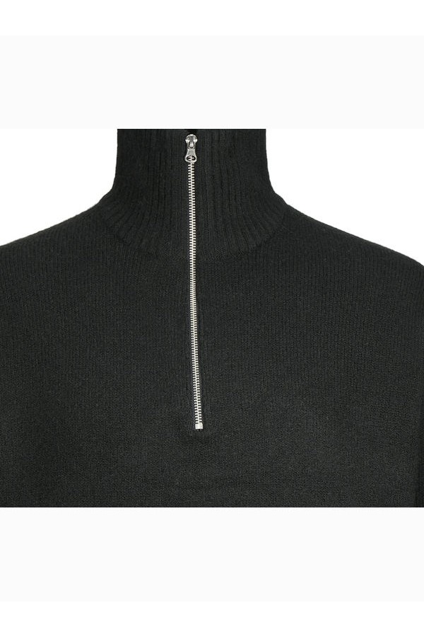 JOROLLIE KNIT HALF ZIP PLS - ΜΑΥΡΟ