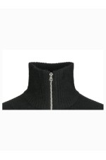 JOROLLIE KNIT HALF ZIP PLS - ΜΑΥΡΟ