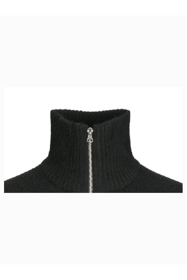 JOROLLIE KNIT HALF ZIP PLS - ΜΑΥΡΟ