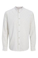 JJPIERRE SLUB AOP BAND SHIRT LS - ΛΕΥΚΟ