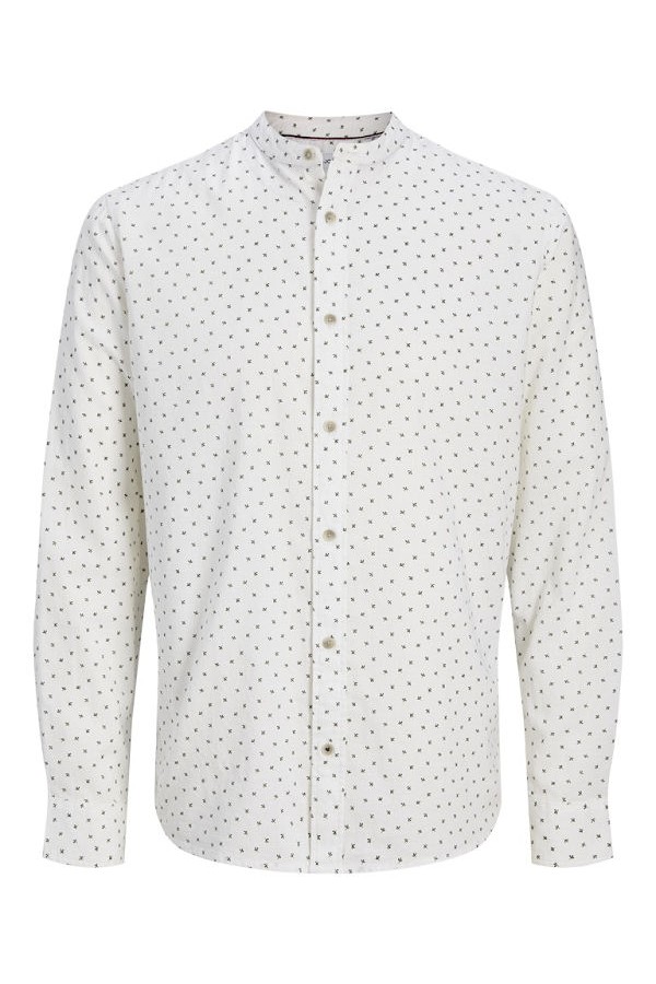 JJPIERRE SLUB AOP BAND SHIRT LS - ΛΕΥΚΟ