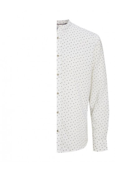 JJPIERRE SLUB AOP BAND SHIRT LS - ΛΕΥΚΟ