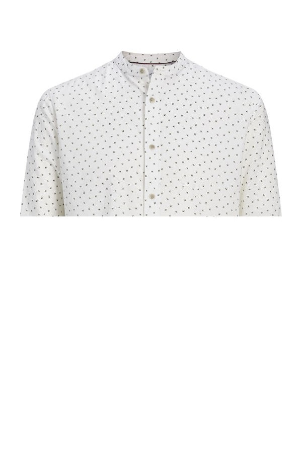 JJPIERRE SLUB AOP BAND SHIRT LS - ΛΕΥΚΟ