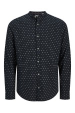 JJPIERRE SLUB AOP BAND SHIRT LS - ΜΠΛΕ