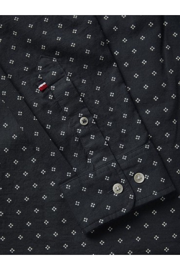 JJPIERRE SLUB AOP BAND SHIRT LS - ΜΠΛΕ