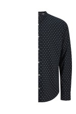 JJPIERRE SLUB AOP BAND SHIRT LS - ΜΠΛΕ
