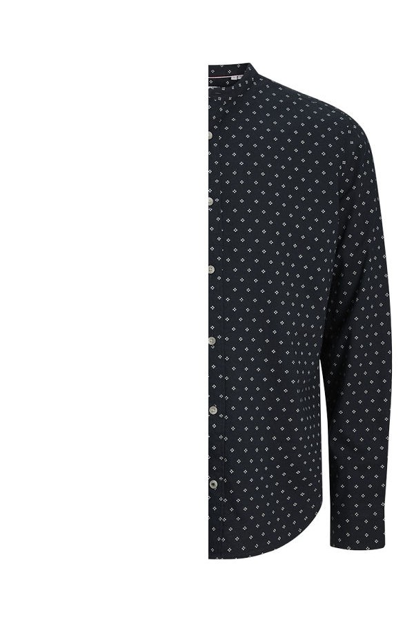 JJPIERRE SLUB AOP BAND SHIRT LS - ΜΠΛΕ