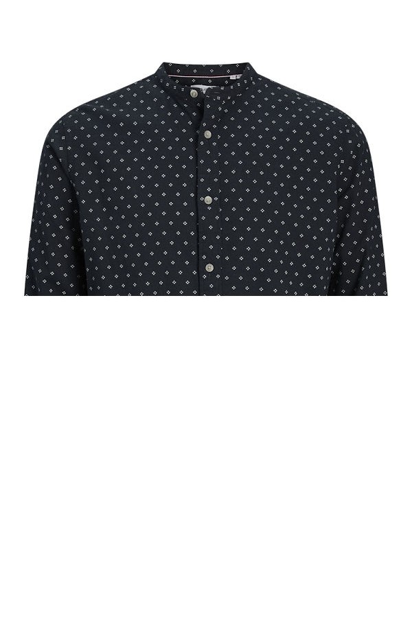 JJPIERRE SLUB AOP BAND SHIRT LS - ΜΠΛΕ