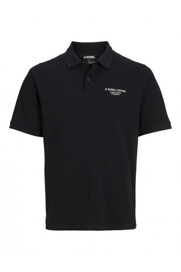 JREBJEANS REBEL PRINT POLO SS - ΜΑΥΡΟ