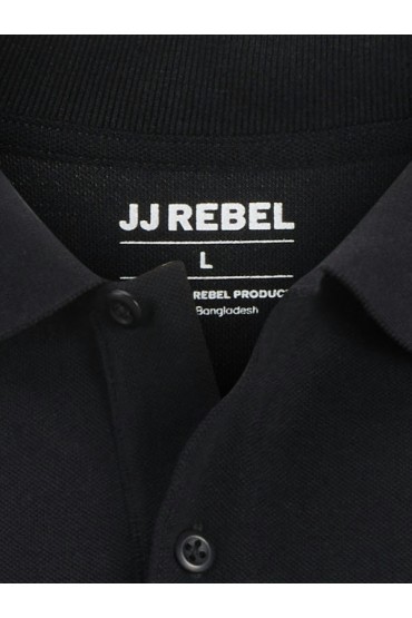 JREBJEANS REBEL PRINT POLO SS - ΜΑΥΡΟ