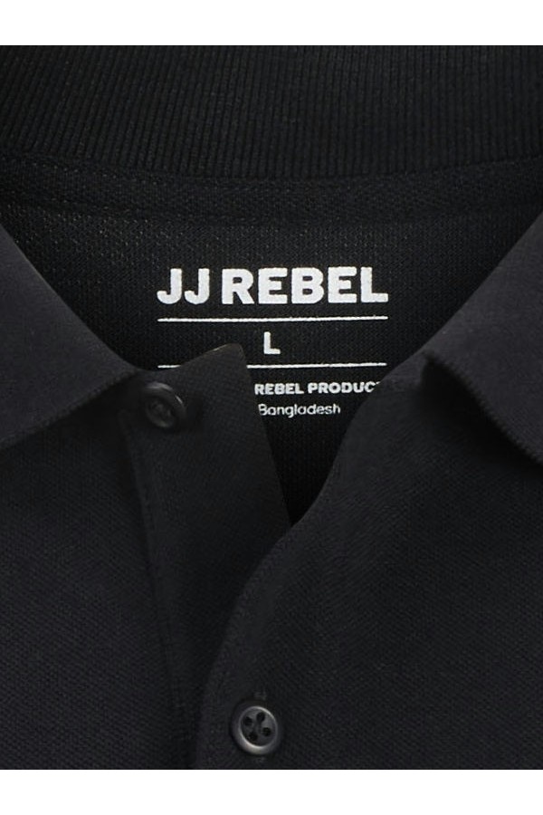 JREBJEANS REBEL PRINT POLO SS - ΜΑΥΡΟ