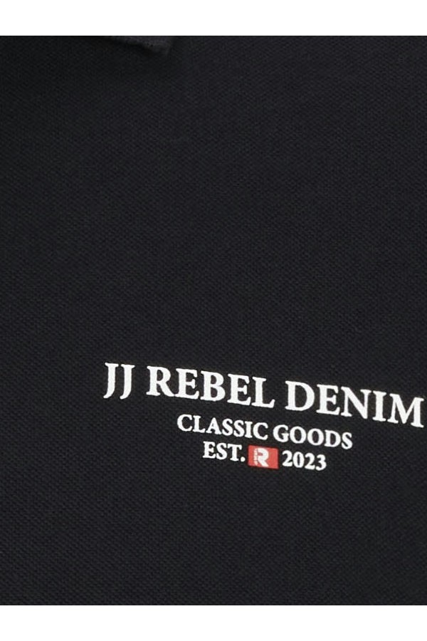 JREBJEANS REBEL PRINT POLO SS - ΜΑΥΡΟ