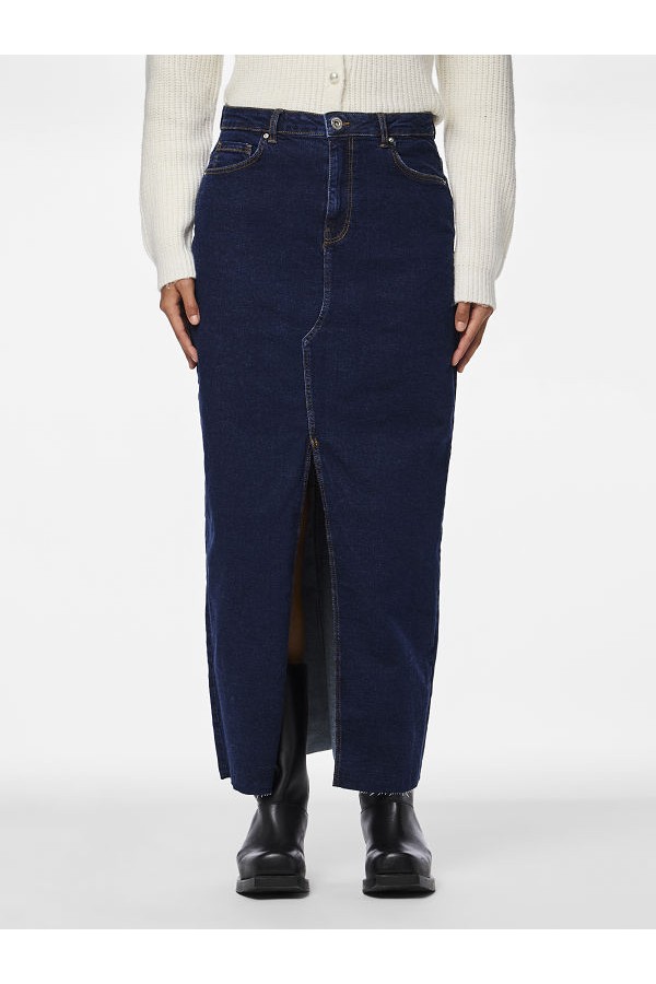 PCJESSIE HW ANKLE DENIM SKIRT NOOS EXP - ΜΠΛΕ