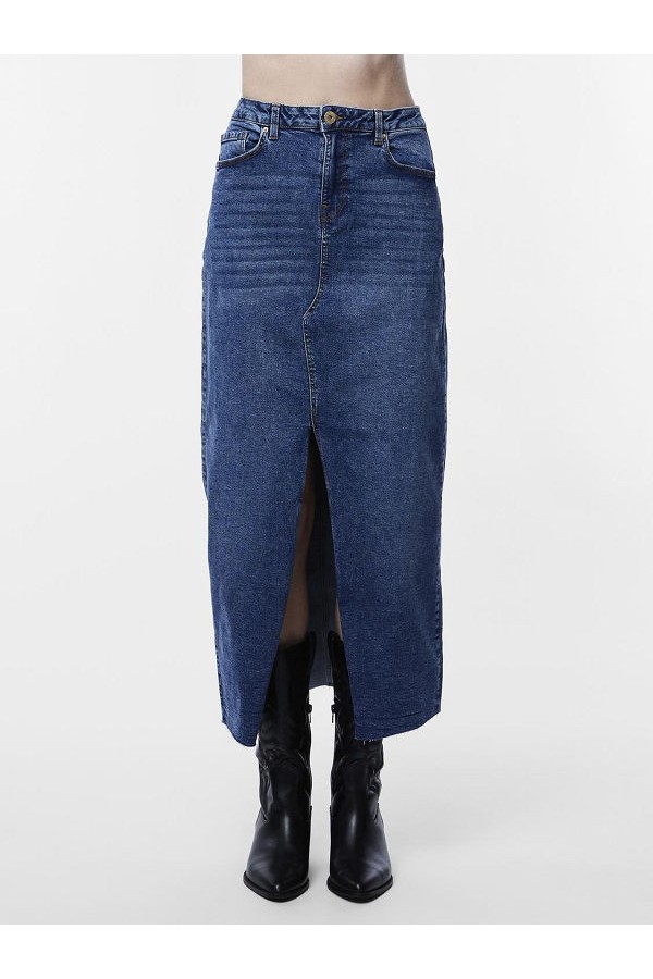PCJESSIE HW ANKLE DENIM SKIRT NOOS EXP - ΜΠΛΕ
