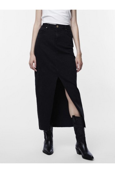 PCJESSIE HW ANKLE DENIM SKIRT NOOS EXP - ΜΑΥΡΟ