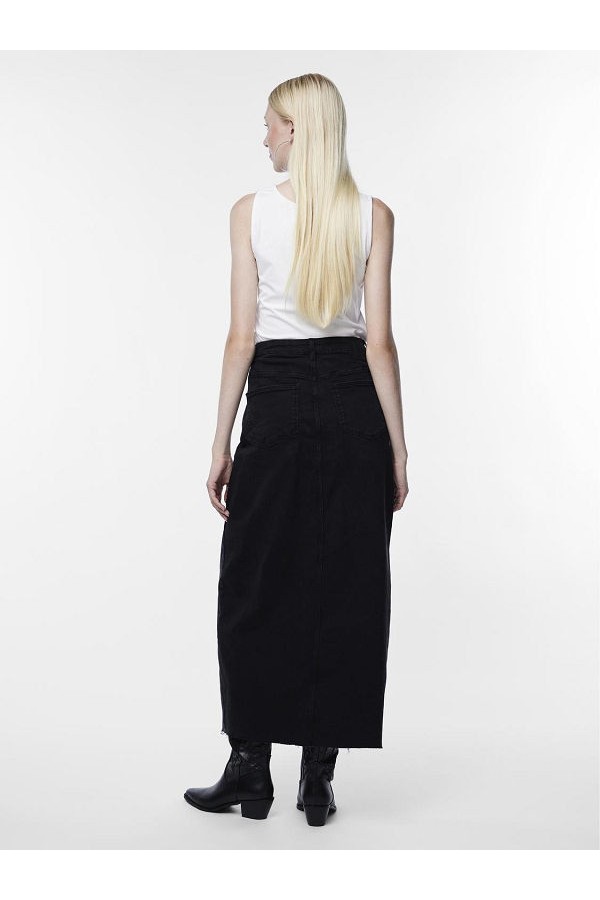 PCJESSIE HW ANKLE DENIM SKIRT NOOS EXP - ΜΑΥΡΟ