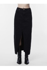 PCJESSIE HW ANKLE DENIM SKIRT NOOS EXP - ΜΑΥΡΟ