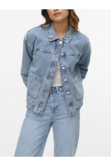 VMJAMIE LS DENIM SHACKET MIX GA NOOS - ΜΠΛΕ ΑΝΟΙΧΤΟ