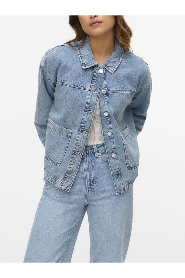 VMJAMIE LS DENIM SHACKET MIX GA NOOS - ΜΠΛΕ ΑΝΟΙΧΤΟ