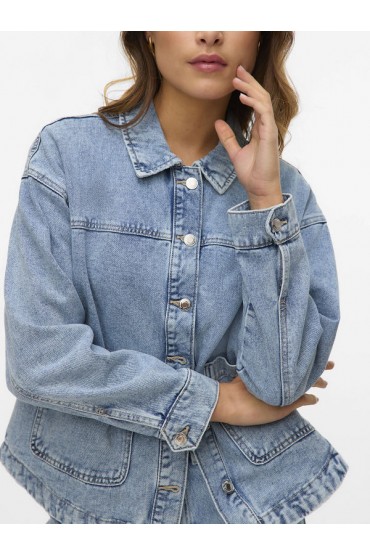 VMJAMIE LS DENIM SHACKET MIX GA NOOS - ΜΠΛΕ ΑΝΟΙΧΤΟ