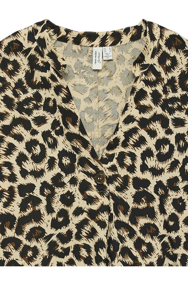 VMGEO SS V-NECK TOP WVN EXP BTQ - ΜΑΥΡΟ