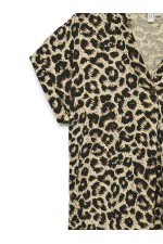 VMGEO SS V-NECK TOP WVN EXP BTQ - ΜΑΥΡΟ