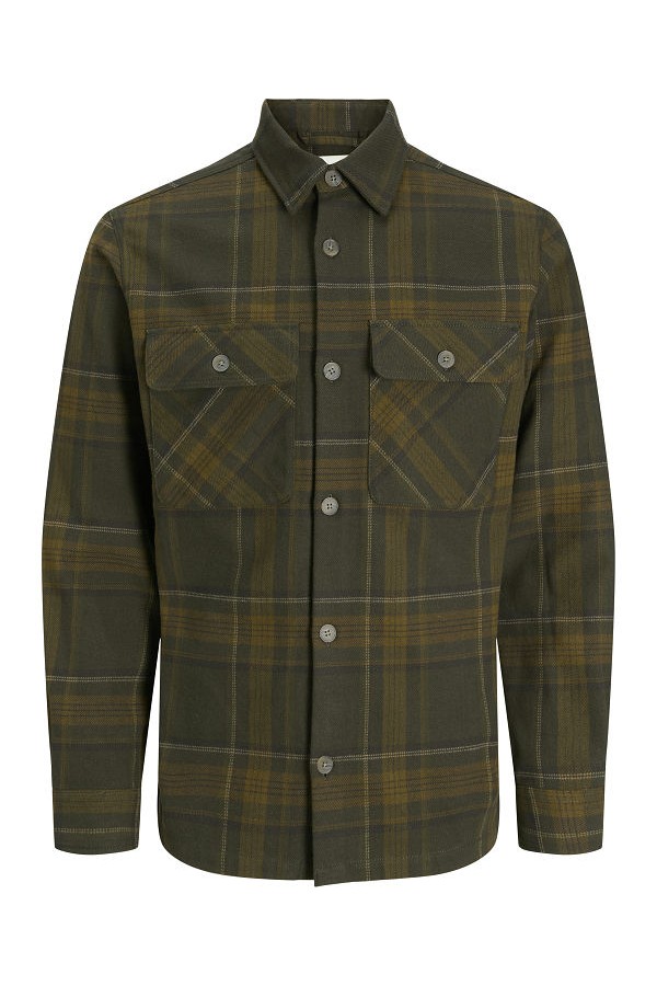 JPRRAYLE MELANGE CHECK L/S OVERSHIRT SN - ΧΑΚΙ