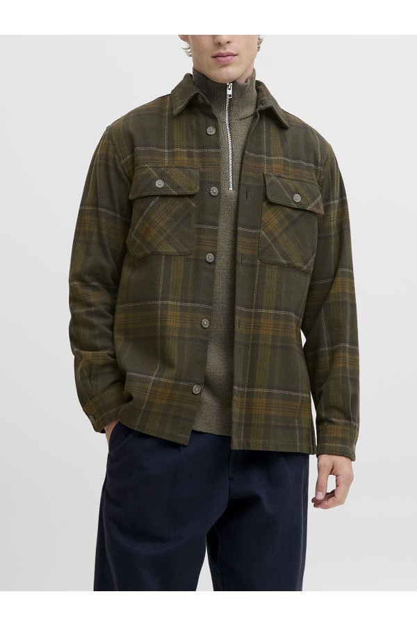 JPRRAYLE MELANGE CHECK L/S OVERSHIRT SN - ΧΑΚΙ