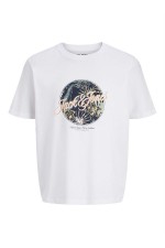 JJHONOLULU SHAPE TEE SS CREW NECK LN - ΛΕΥΚΟ