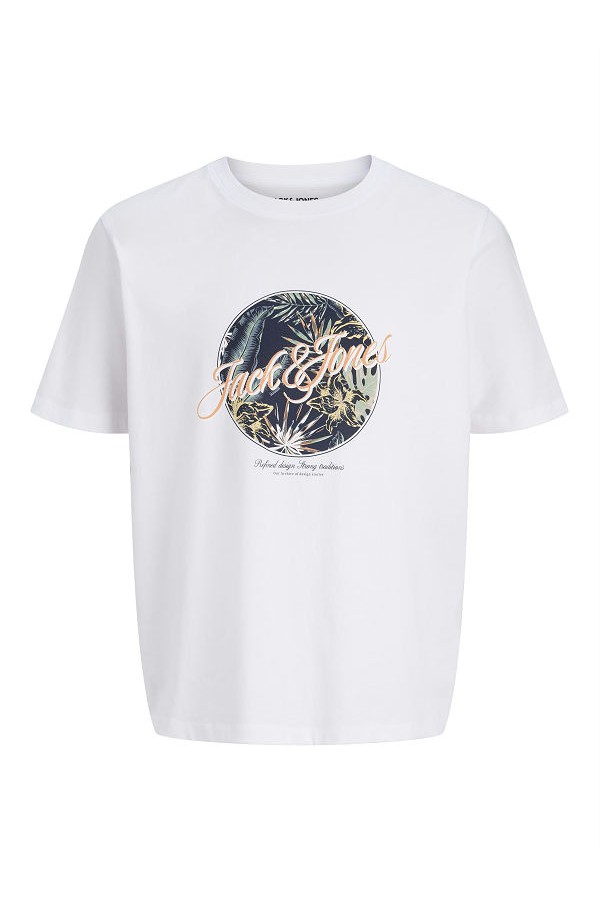 JJHONOLULU SHAPE TEE SS CREW NECK LN - ΛΕΥΚΟ