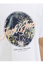 JJHONOLULU SHAPE TEE SS CREW NECK LN - ΛΕΥΚΟ