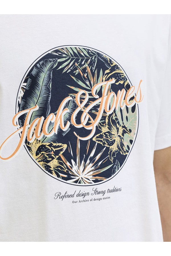 JJHONOLULU SHAPE TEE SS CREW NECK LN - ΛΕΥΚΟ