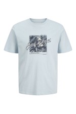 JJHONOLULU SHAPE TEE SS CREW NECK LN - ΜΠΛΕ ΑΝΟΙΧΤΟ