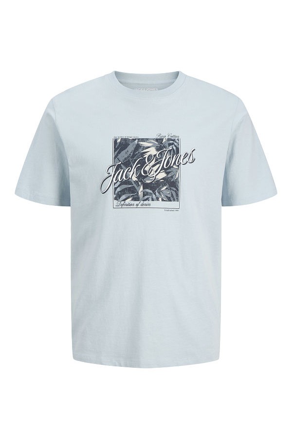 JJHONOLULU SHAPE TEE SS CREW NECK LN - ΜΠΛΕ ΑΝΟΙΧΤΟ