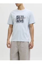 JJHONOLULU SHAPE TEE SS CREW NECK LN - ΜΠΛΕ ΑΝΟΙΧΤΟ