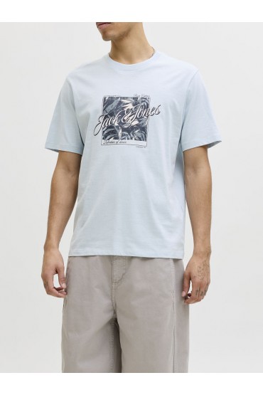 JJHONOLULU SHAPE TEE SS CREW NECK LN - ΜΠΛΕ ΑΝΟΙΧΤΟ